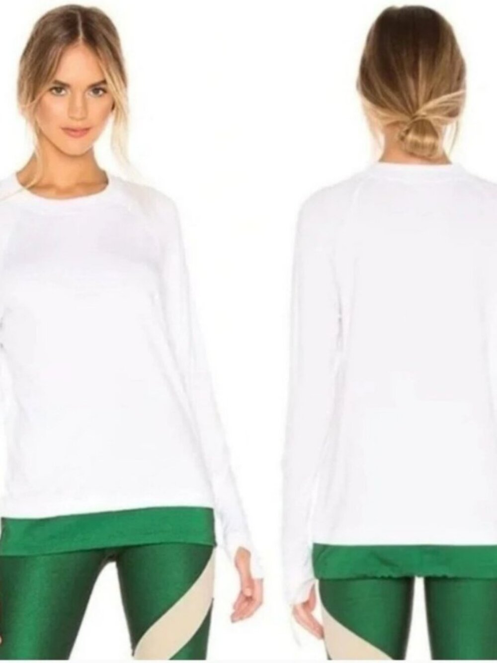 Koral Zoe Brisa Long Sleeve Top Small White/Green